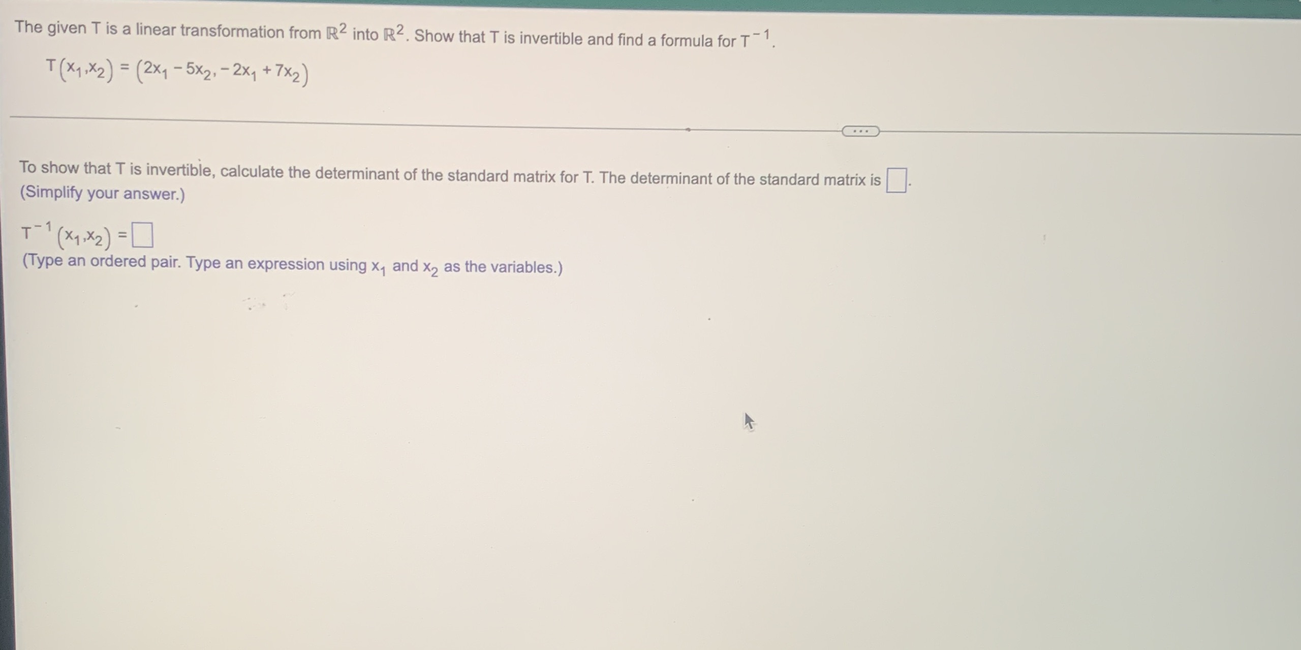 The given T is a linear transformation from R2