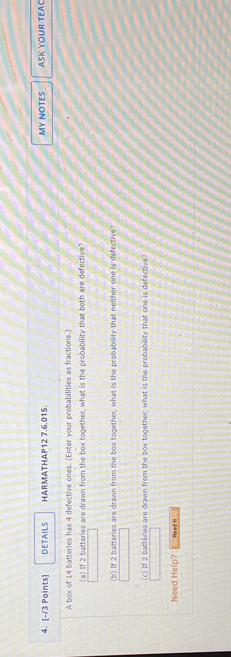 4. [-/3 Points] DETAILS HARMATHAP12 7.6.015. MY