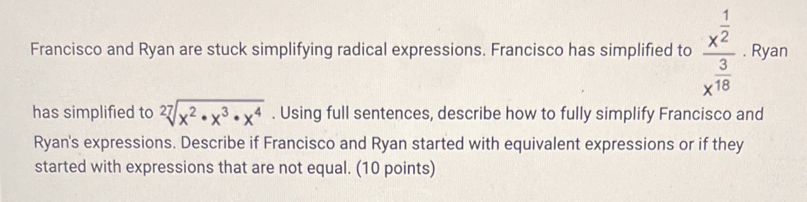 2 Francisco and Ryan are stuck simplifying