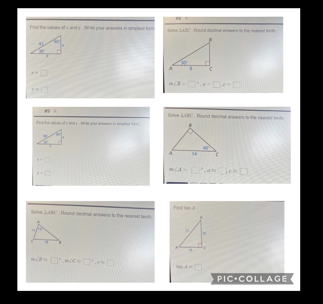 Please help with these 6 questions #8 Find the