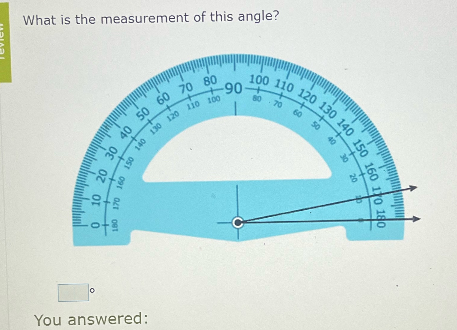 What is the measurement of this angle \f