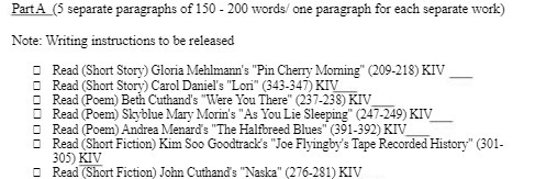 PartA () separate paragraphs of 130 - 200 words/
