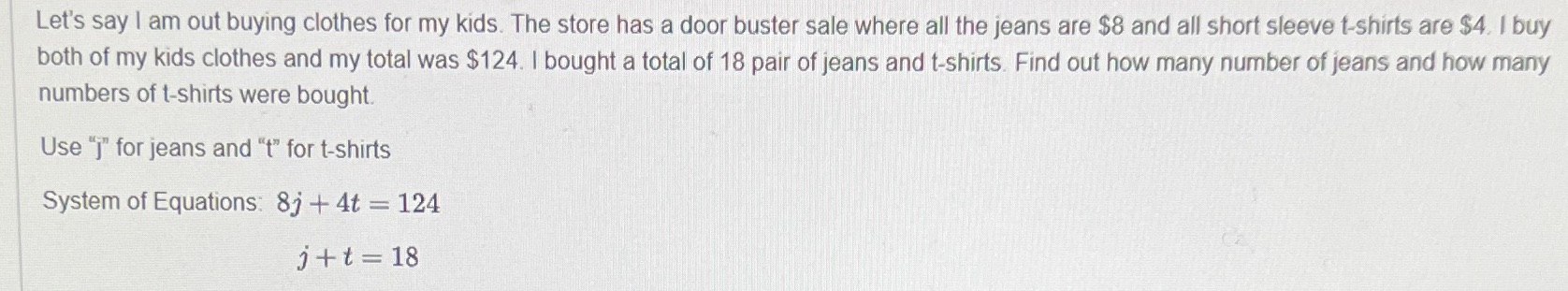 Let's say I am out buying clothes for my