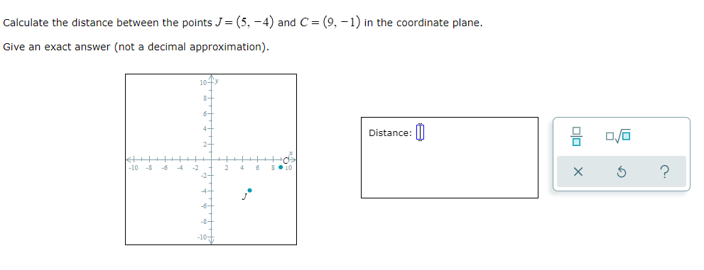 question 1 Calculate the distance between the