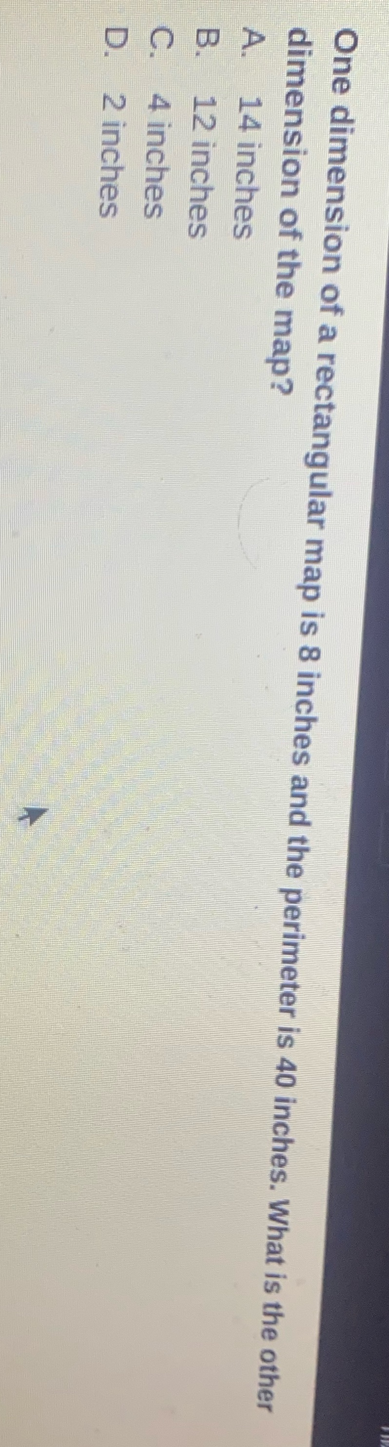 What's the answer One dimension of a rectangular