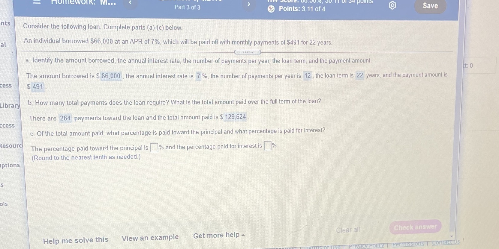 homework. M... points Part 3 of 3 Points: 3.11 of