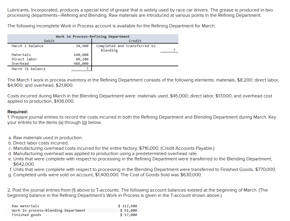 Lubricants, Incorporated, produces a special kind