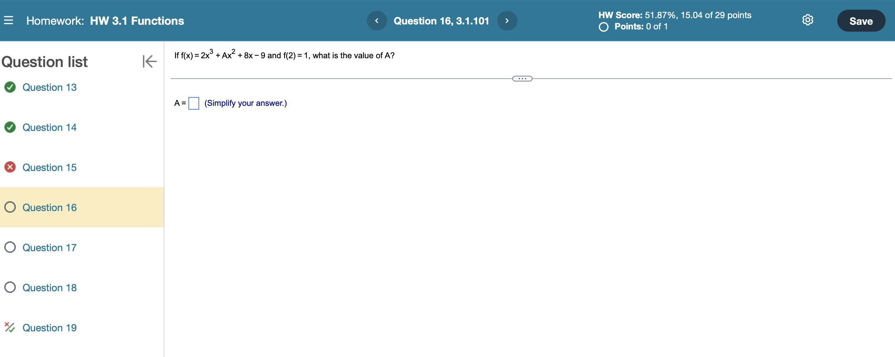 = Homework: HW 3.1 Functions Question 16, 3.1.101