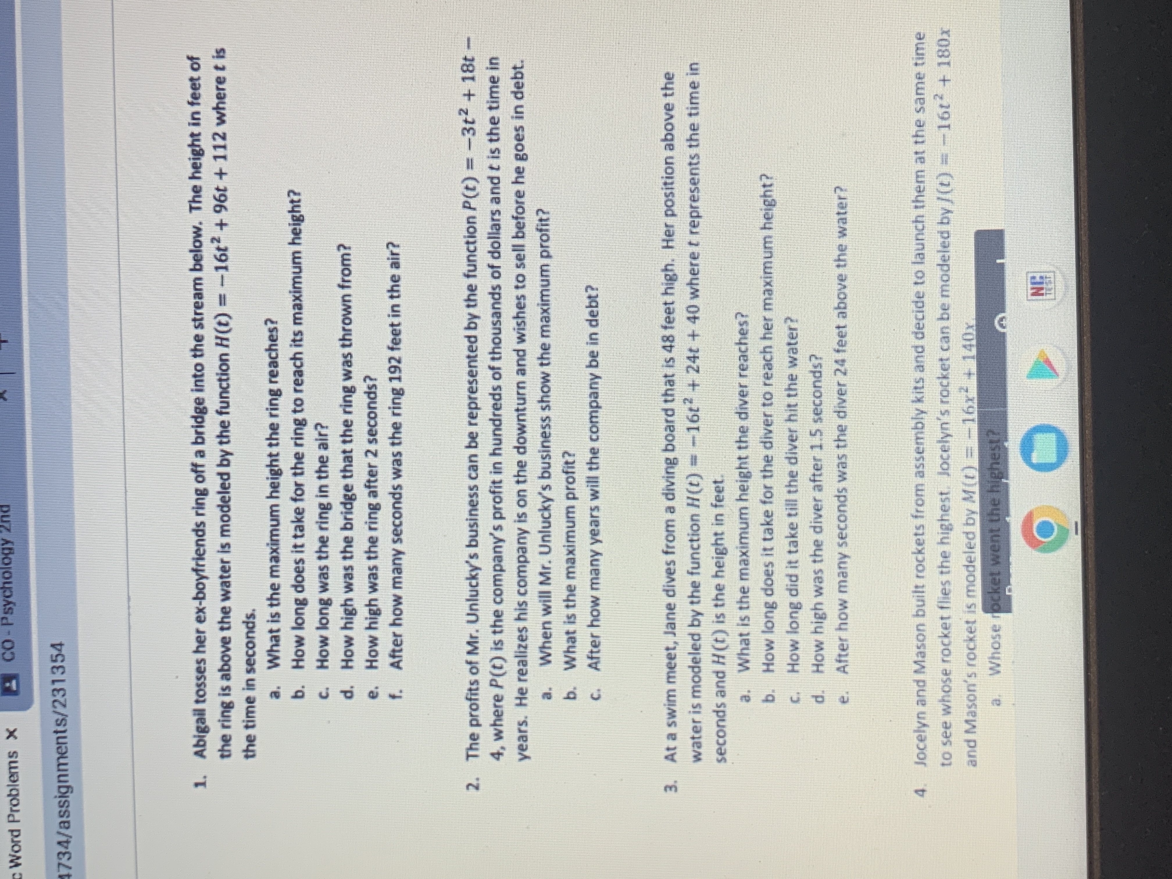 Word Problems X CO - Psychology and