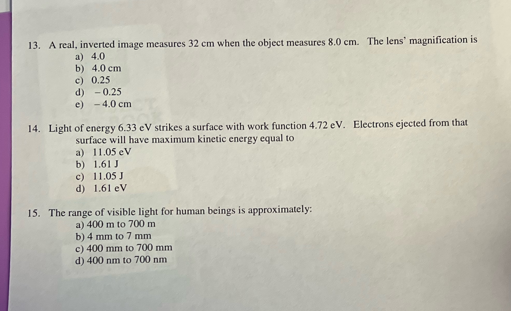 Pls answer all and show work 13. A real, inverted
