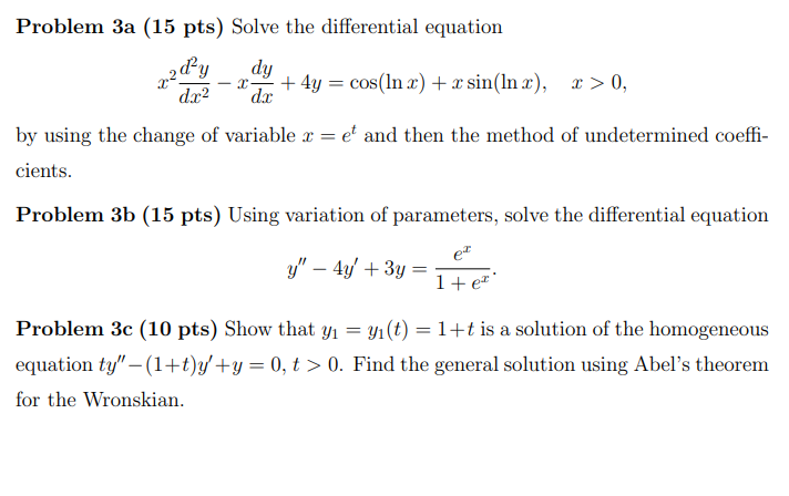 Pls answer Problem 3a (15 pts) Solve the