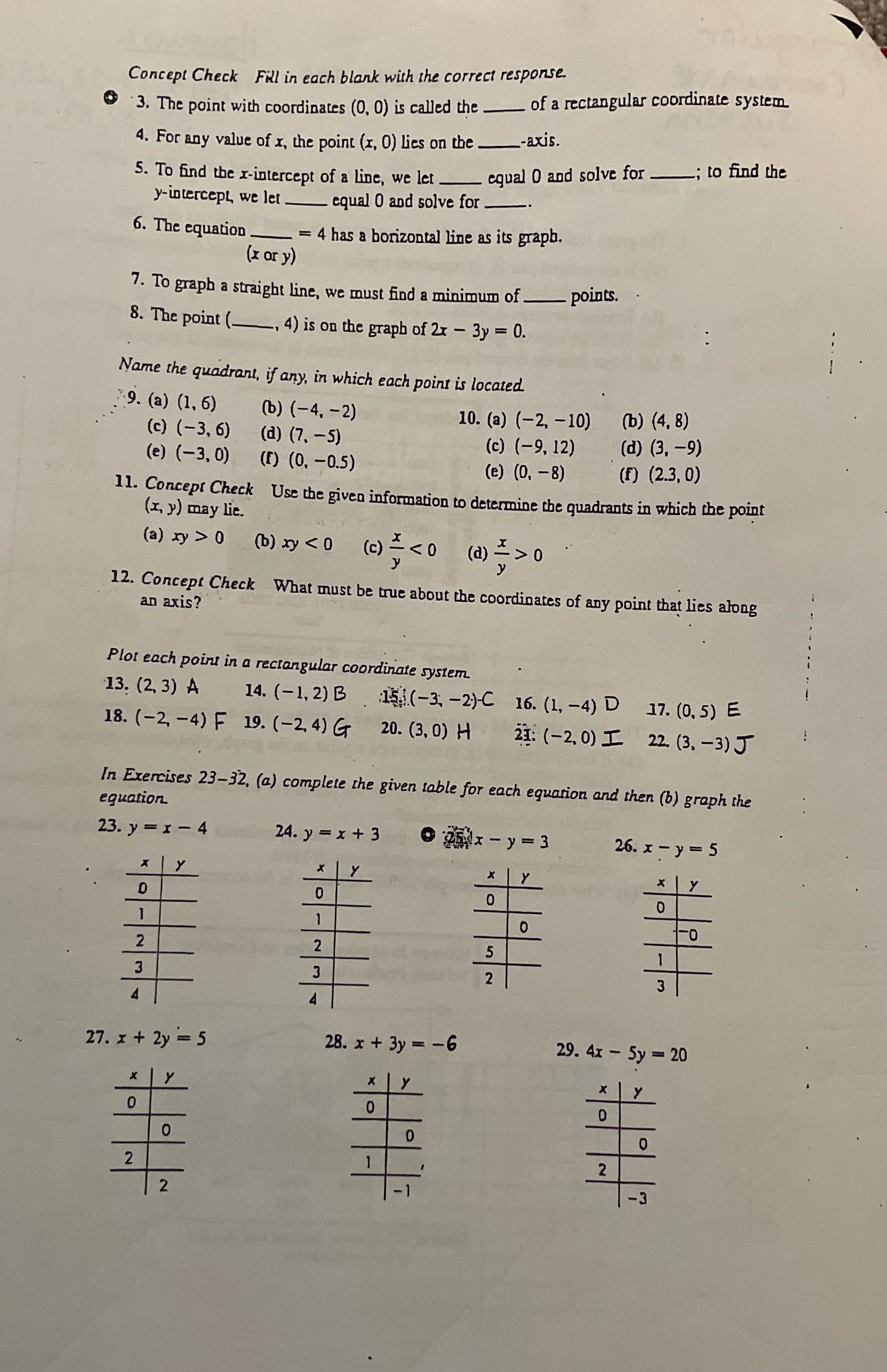 Concept Check Fill in each blank with the correct
