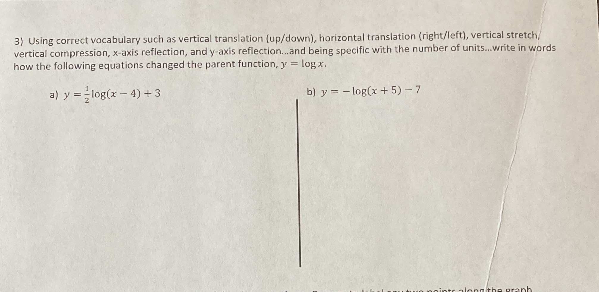 3) Using correct vocabulary such as vertical