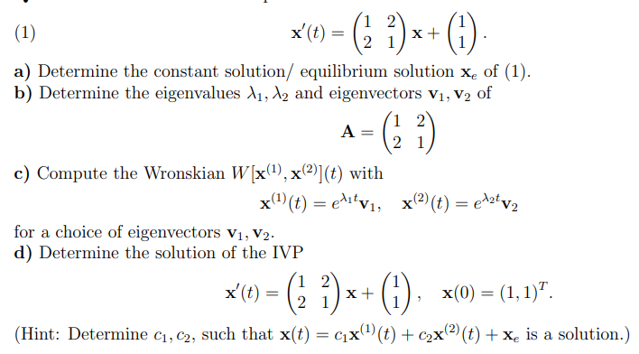 Consider the differential equation (1) x (t ) =