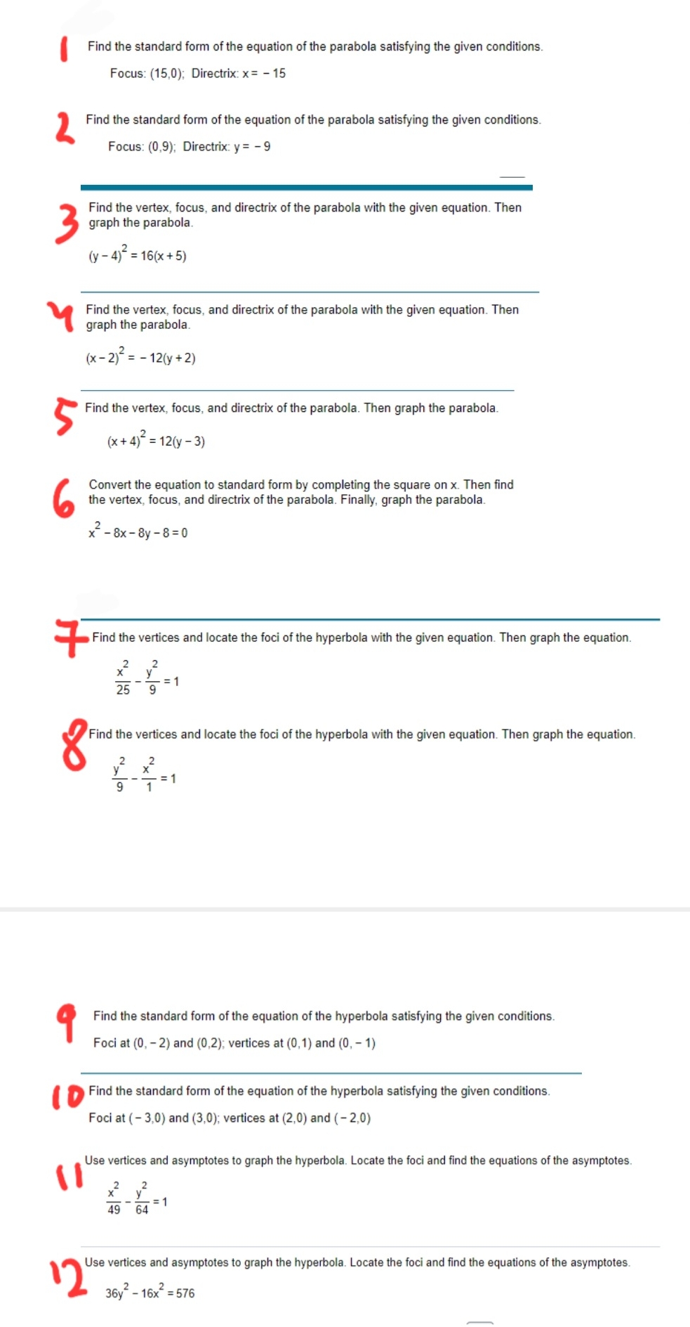 Vertices and parabola Find the standard form of