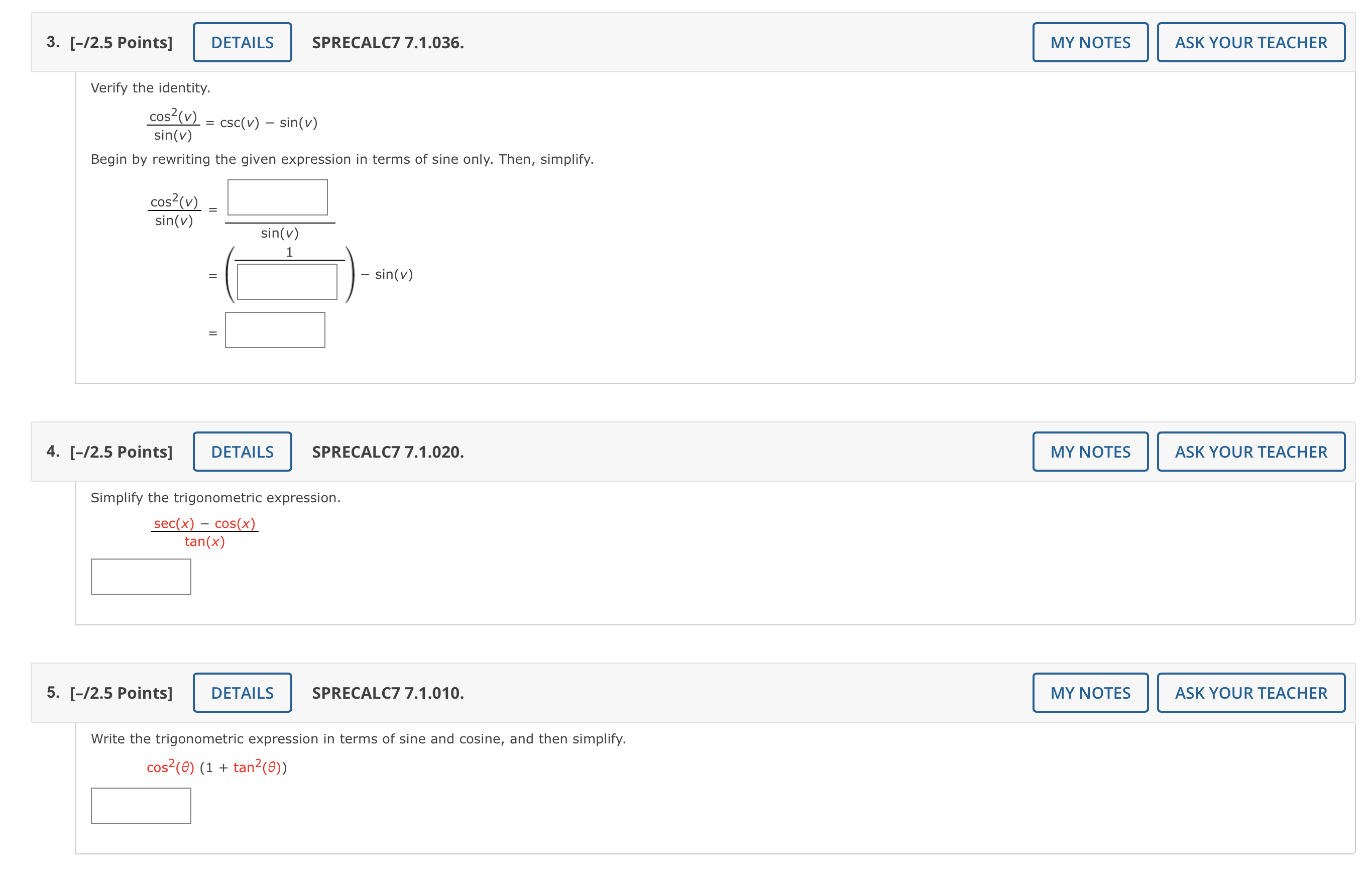3. [-/2.5 Points] DETAILS SPRECALC7 7.1.036. MY