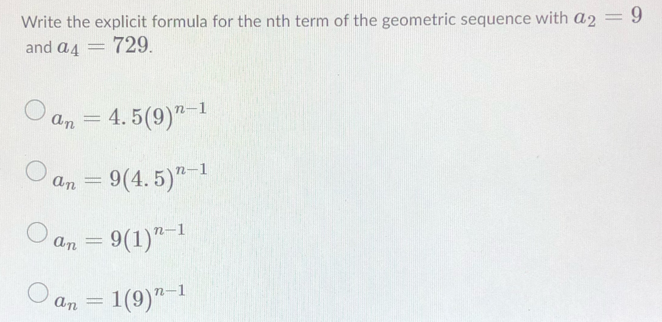 Write the explicit formula for the nth term of