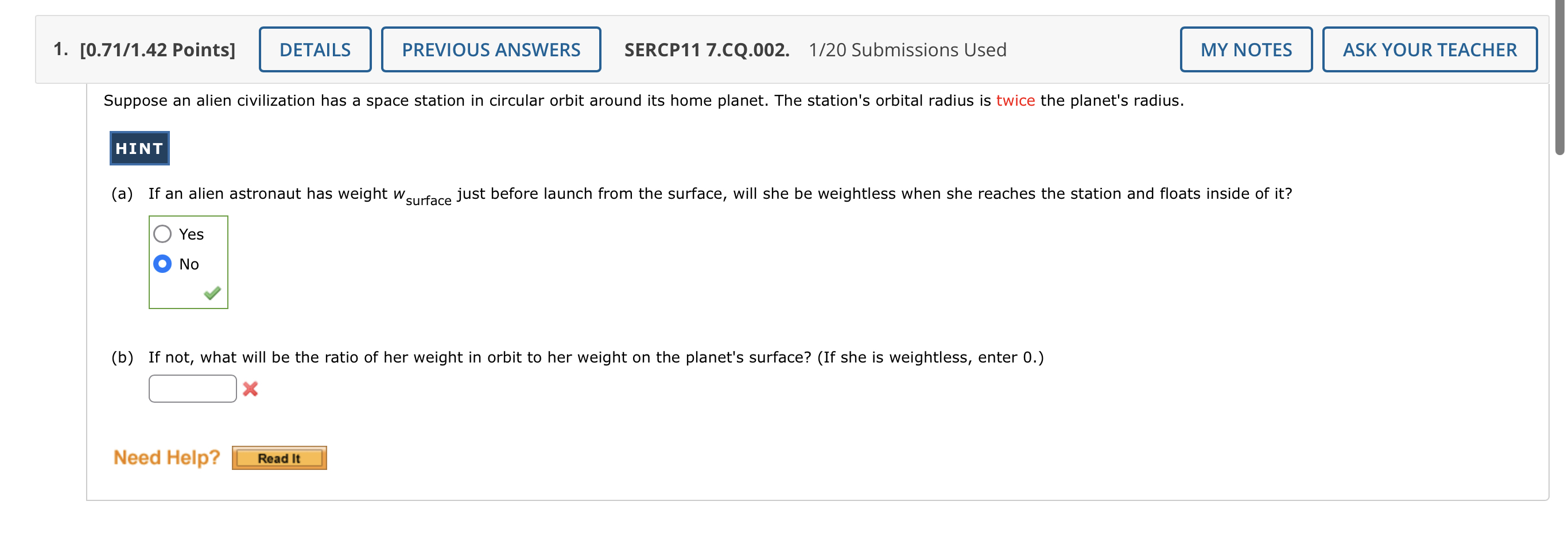 4. [-/1.42 Points] DETAILS SERCP11 7.CQ.012. 0/20