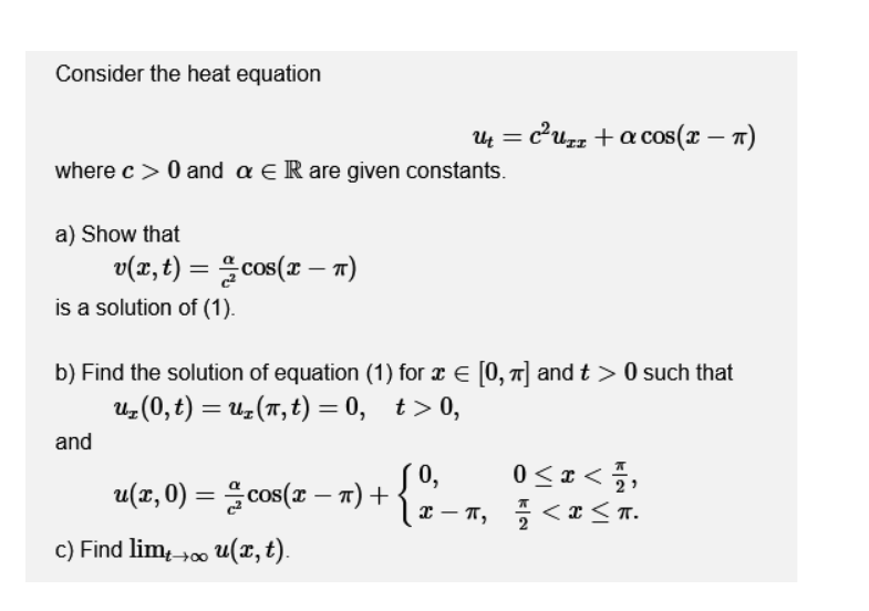 please solve on page complete Consider the heat