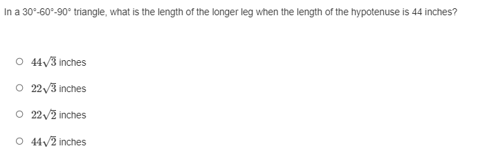 In a 30-60-90" triangle, what is the length of