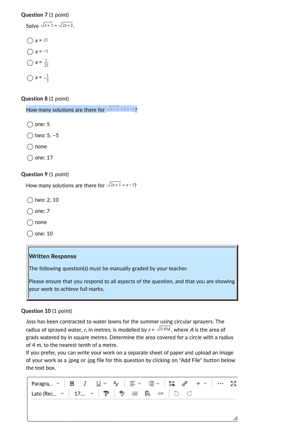 Question 7 (1 point) Solve m'x+ = f2x+8_