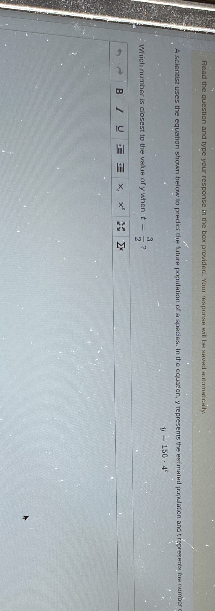 A scientist used the equation shown below to