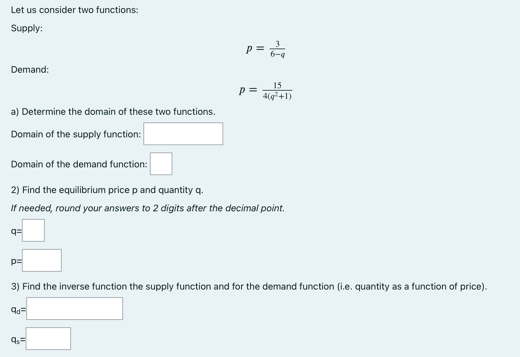 question please Let us consider two functions: