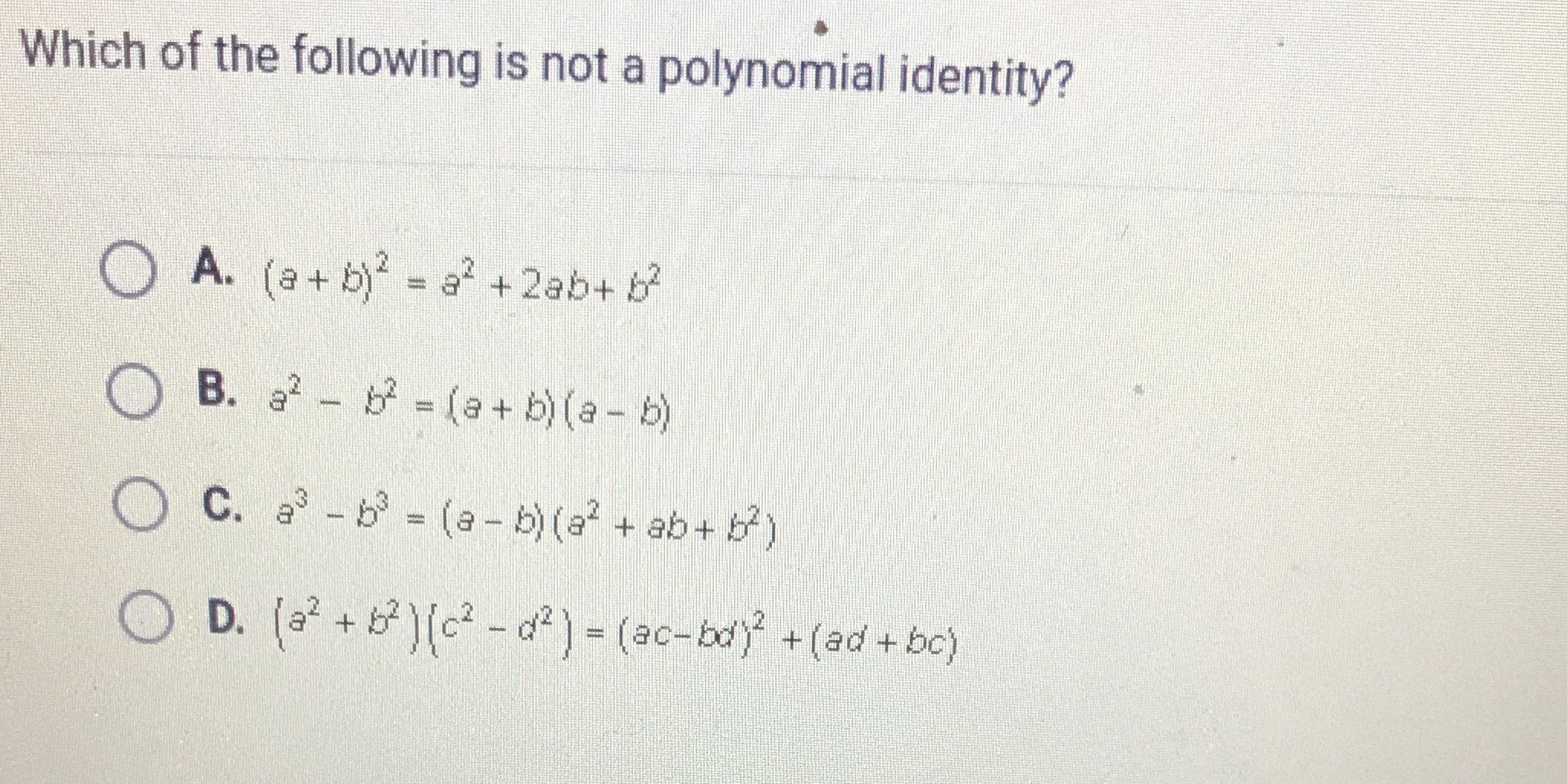 Which of the following is not a polynomial