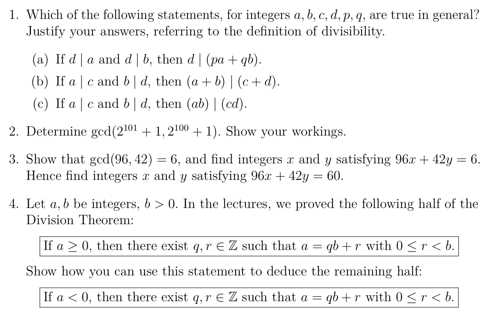 1. Which of the following statements, for