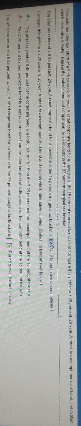 part 3 help Calculate the after-tax return of a