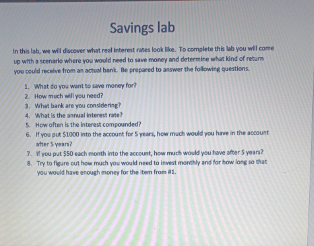 saving 10000 Savings lab In this lab, we will