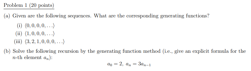 Problem 1 (2G points] [a] Given are the following