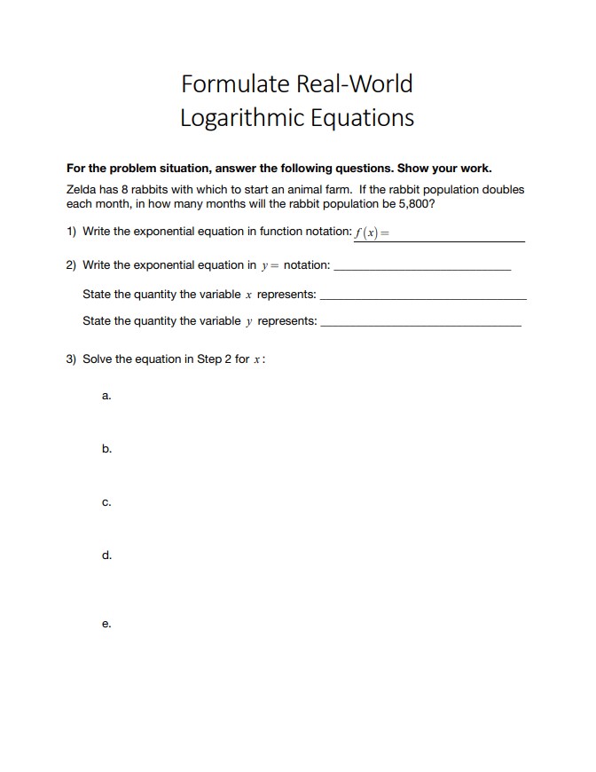Formulate Real-World Logarithmic Equations For