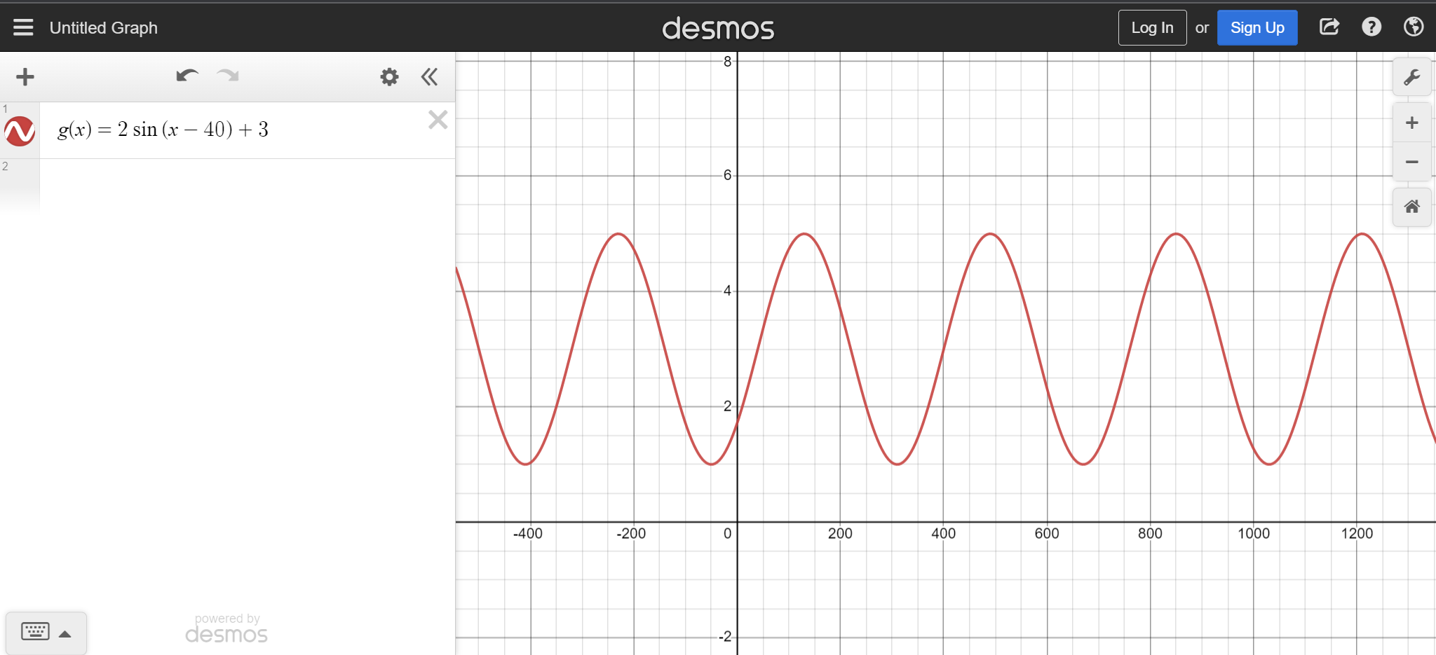 1) =Untitled Graph desmos Log In or Sign Up C ?
