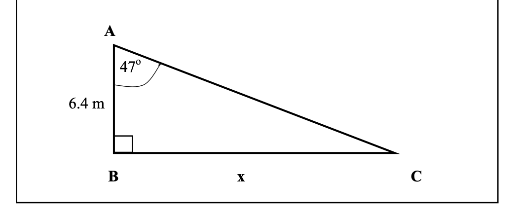 1.Solve for the unknown angle C. A 470 6.4 m B X