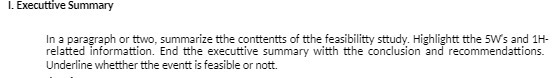 I. Executtive Summary In a paragraph or ttwo,