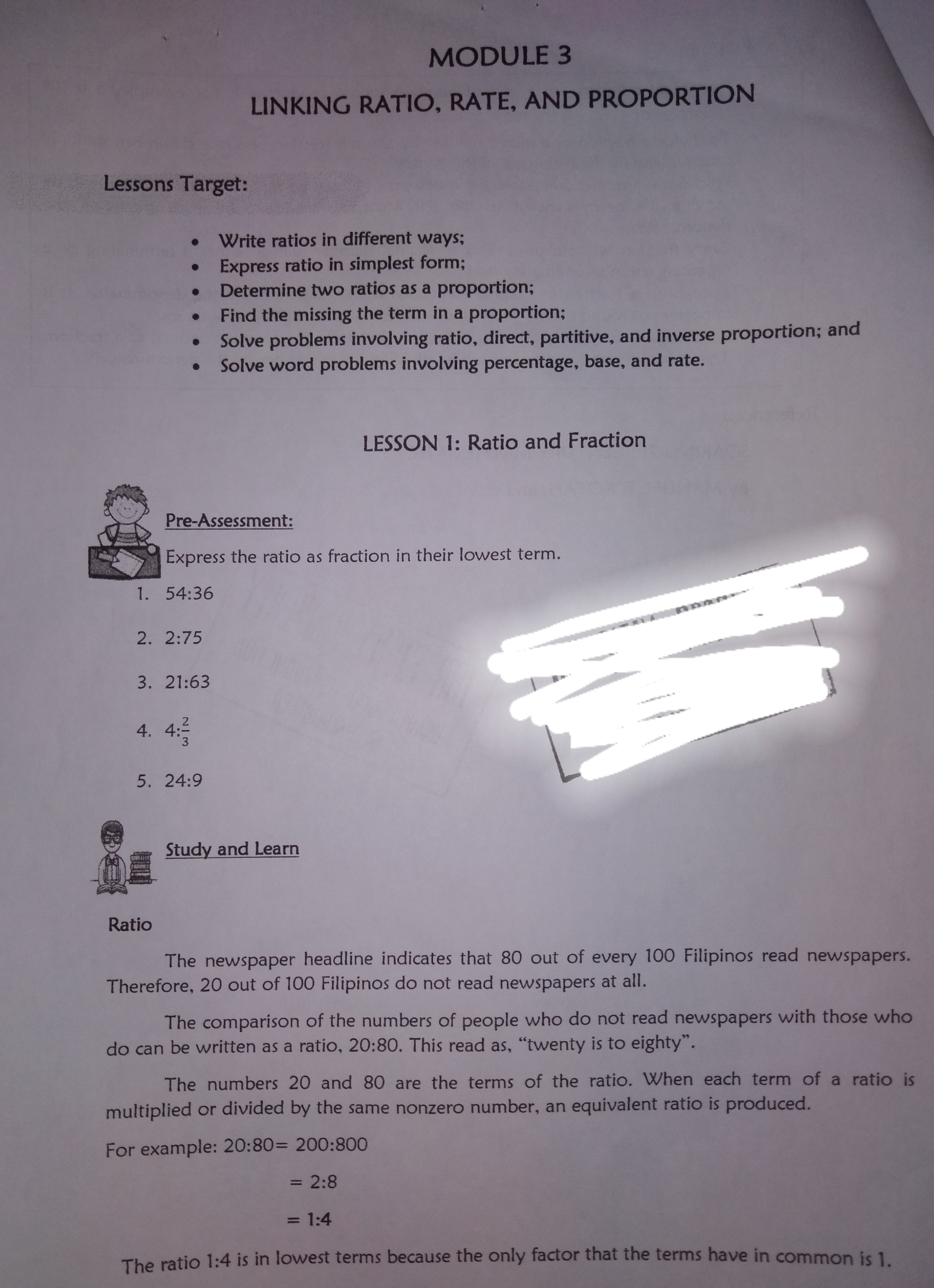 Exercises: MODULE 3 LINKING RATIO, RATE, AND