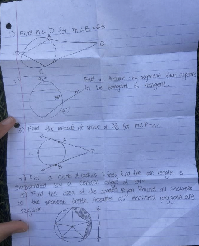 1) Find MCD for MLB = 63 A D C 2 ) 920 Find x.