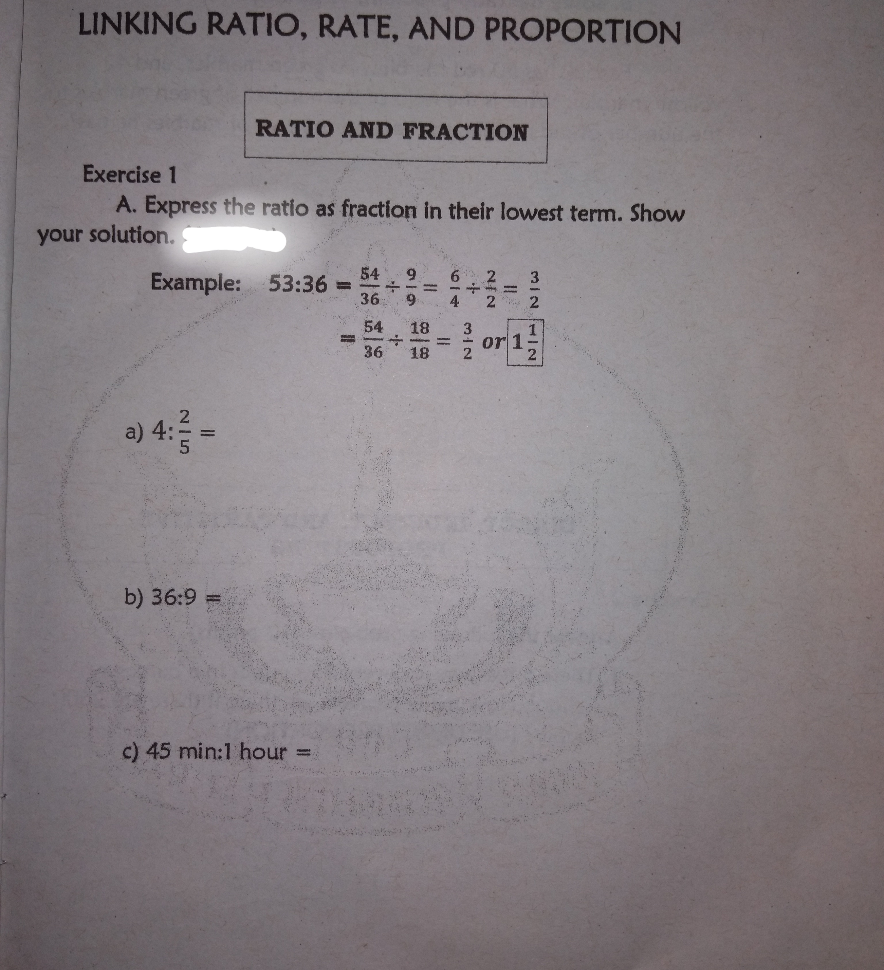 Exercises: MODULE 3 LINKING RATIO, RATE, AND