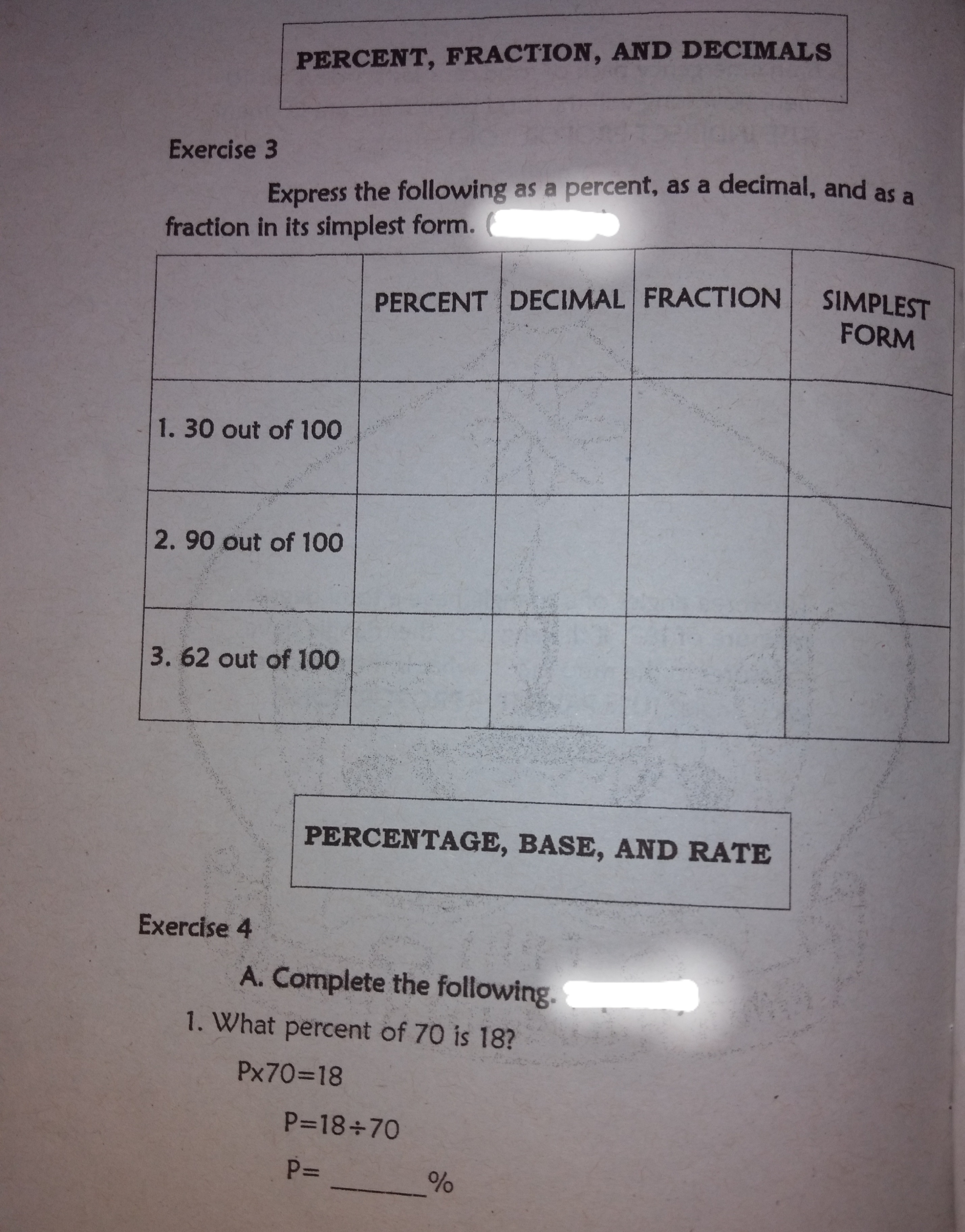 Exercises: MODULE 3 LINKING RATIO, RATE, AND