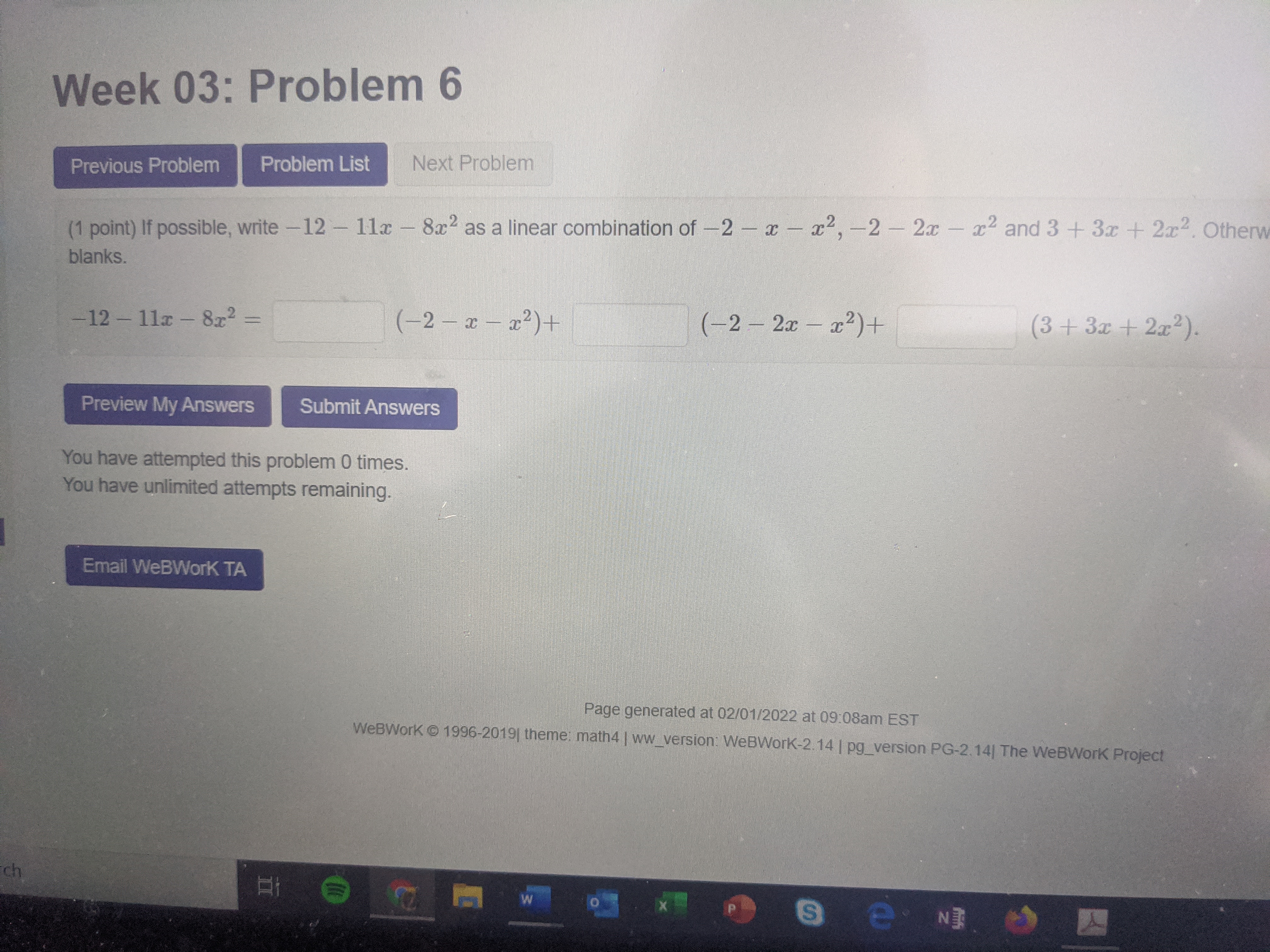 Week 03: Problem 6 Previous Problem Problem List
