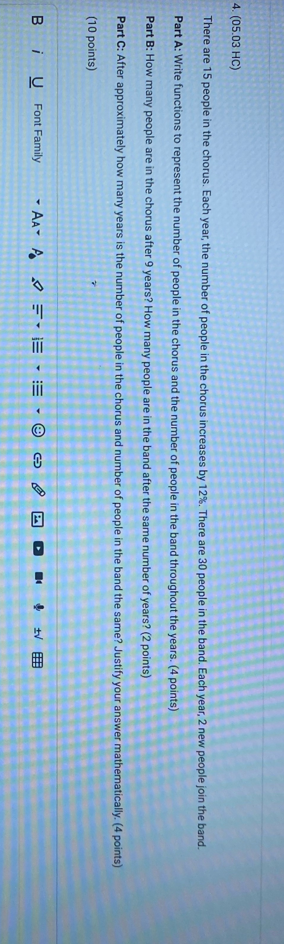 Please answer all parts 4. (05.03 HC) There are