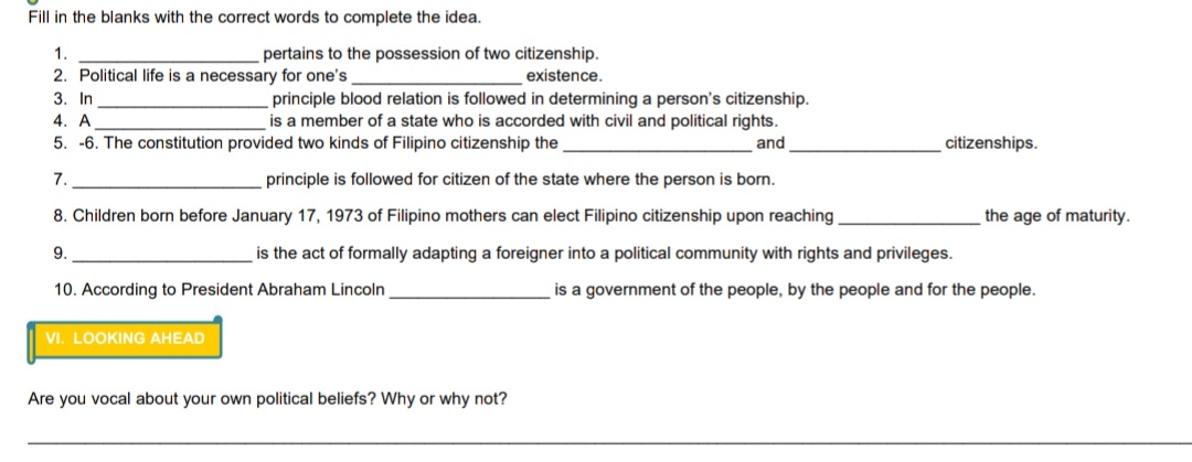 Fill in the blanks with the correct words to