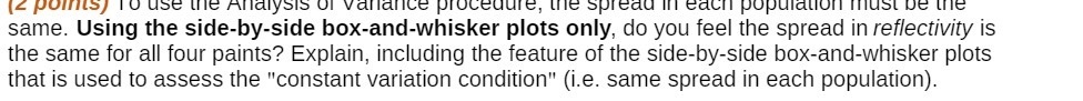( < points) To use the Analysis of variance