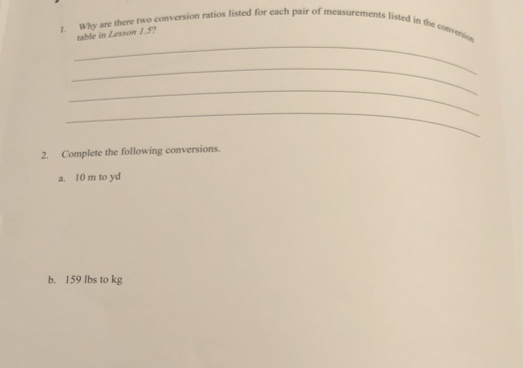 C) 34 miles per hour to kilometres per hour 1.