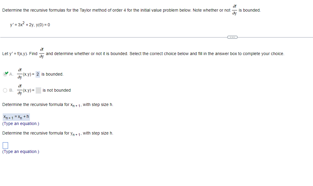 6f Determine the recursive formulas for the