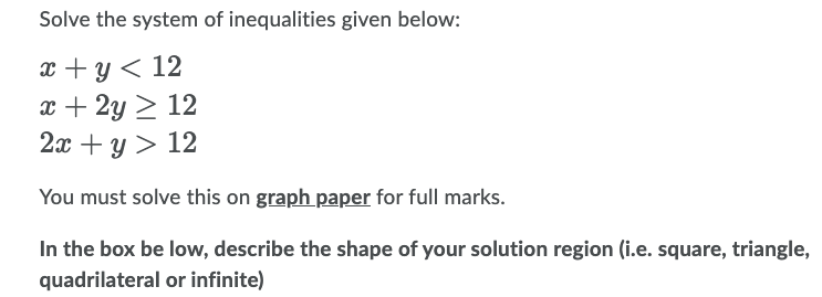 Solve the system of inequalities given below: m+y