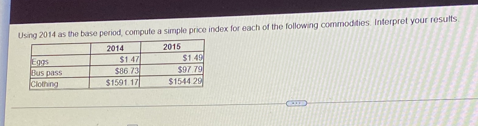 Using 2014 as the base period, compute a simple