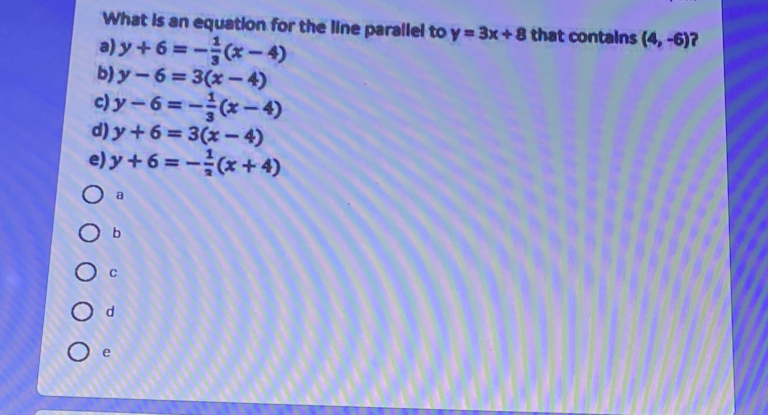 What is an equation for the line parallel to y =