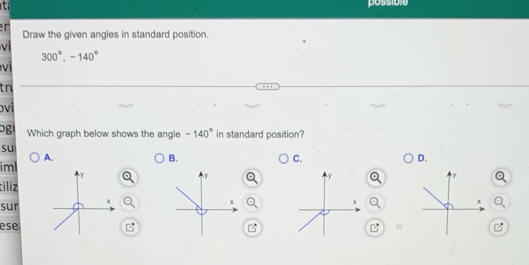 possible Draw the given angles in standard